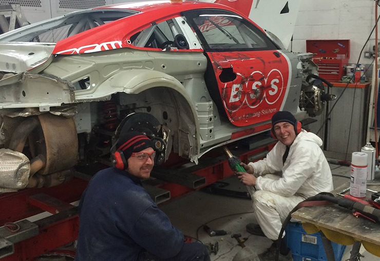 Carrera cup repairers working though the night